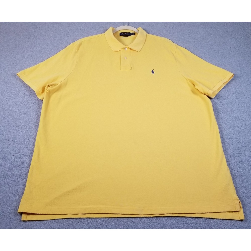 Polo Ralph Lauren Polo Shirt Mens 2XL XXL Yellow Classic Fit Short Sleeve Pony
